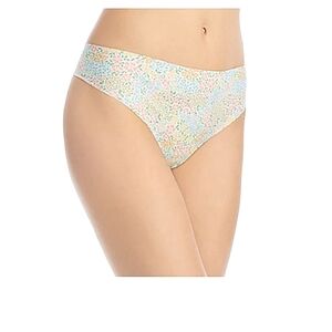 Aqua Intimates Microfiber Thong Pastel Floral L